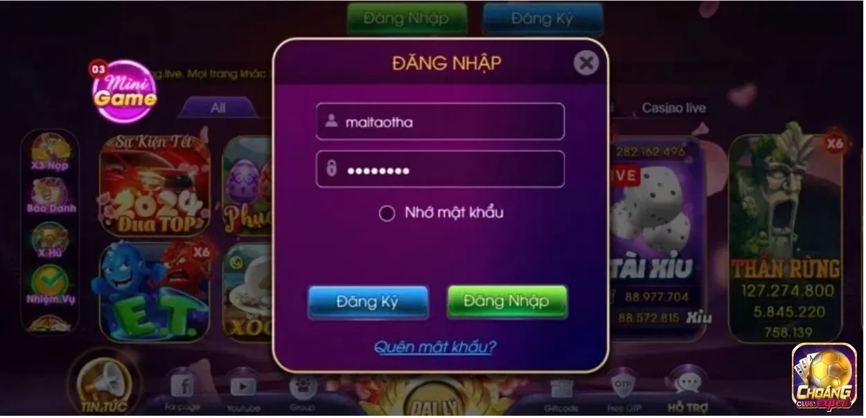 Nhập thông tin vào form đăng nhập theo yêu cầu