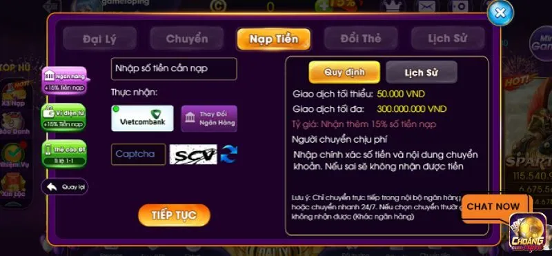 Các phương thức nạp tiền choangclub đang được áp dụng hiện nay